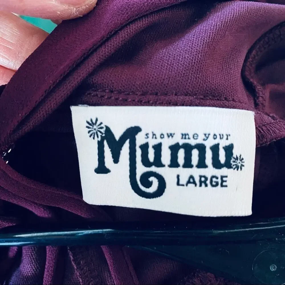 Show Me Your Mumu “Faye Flutter Maxi” in Merlot Chiffon Wedding Bridesmaid L - Picture 4 of 6